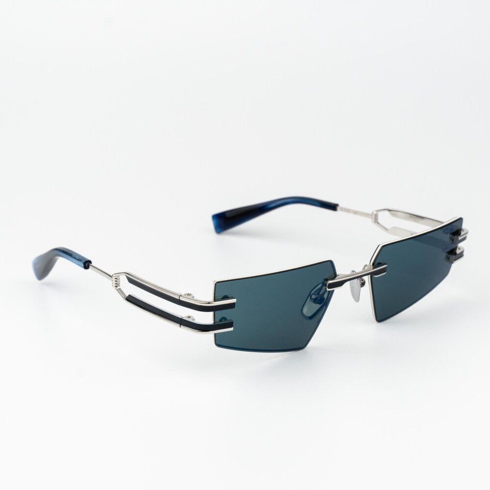 Balmain Women Sunglasses Titanium Silver Blue Mirror Geometric FIXE BPS-123E-54 - Picture 5 of 13